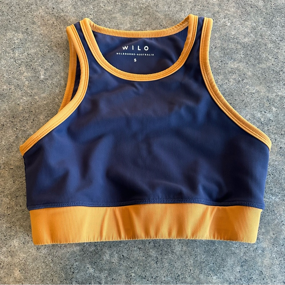Anthropologie WILO the Label Color Block Sports Bra Blue Orange Womens small